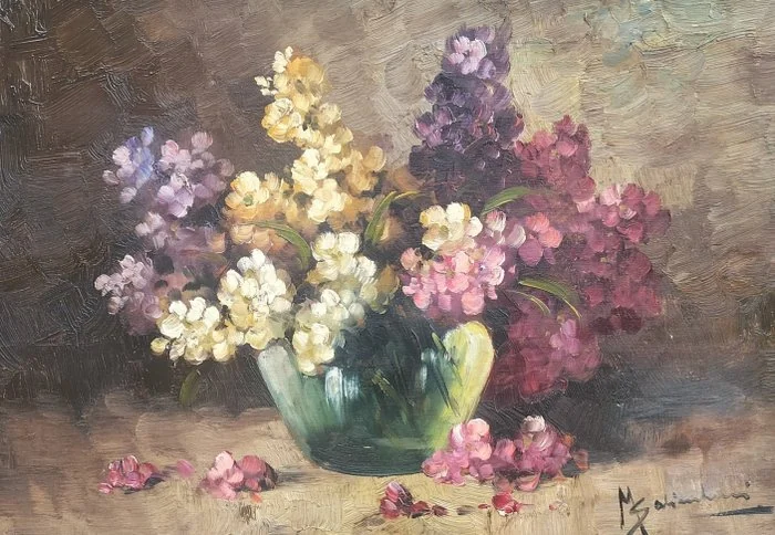 Mario Salimbeni (1874 - 1942) - Viole - natura morta
