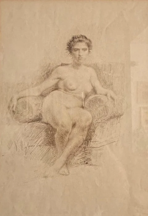 Vincenzo Migliaro (1858 - 1938) - Nudo di donna