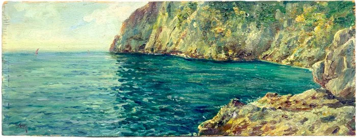 Antonino Leto (1844 – 1913) - Paesaggio marino, Capri