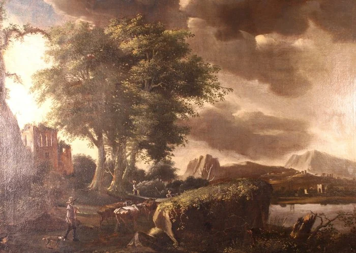 Scuola Fiamminga (XVII - XVIII) - Paesaggio con figure