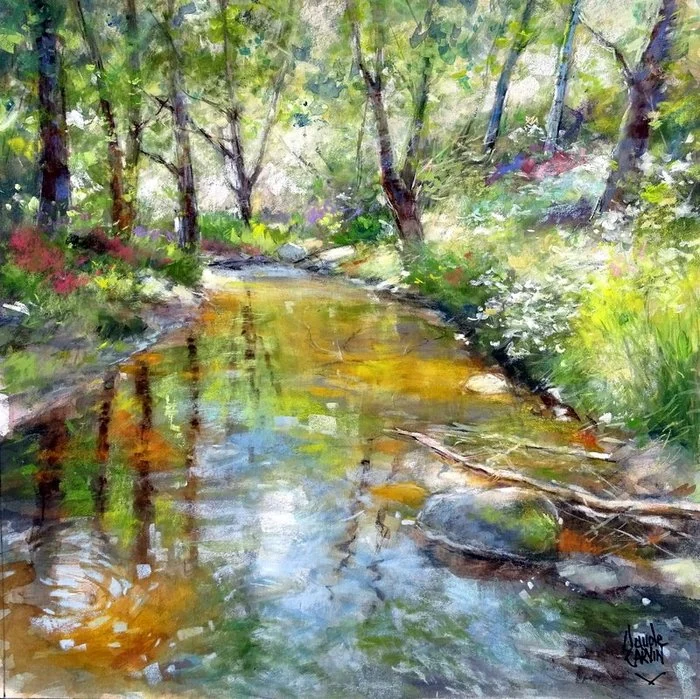 Claude Carvin (1956) - Reflets sur la rivière dorée