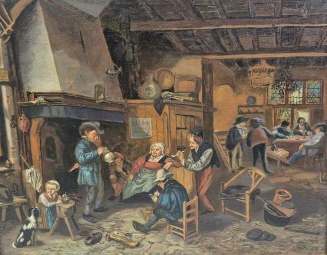 H.Schipper (XX) - Herberg drukte , naar van Ostade.
