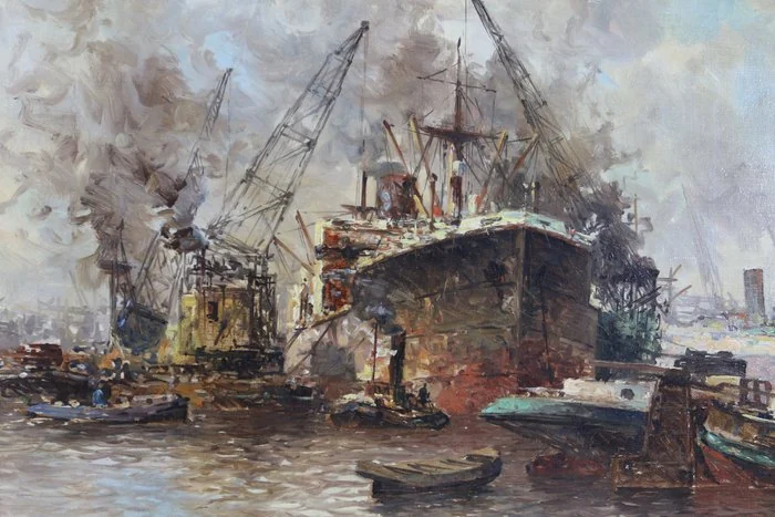 Marius de Jongere/Drulman (1912 - 1977) - Drukte in de Maashaven