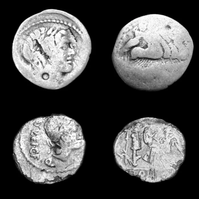 Roman Republic Lot of 2 Silver Coins Gargilius, Ogulnius and Vergilius 86 BC. & C. Egnatuleius C.f. 97 BC. ()