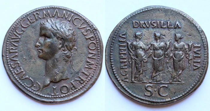 Europe. Caligula. Cast "Sestertius" after Giovanni Cavino the Paduan ()