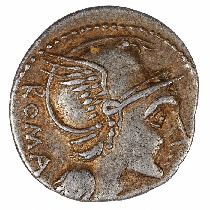 . Roman Republic L. Flaminius Chilo. AR Denarius Rome – 109 – 108 BC ()