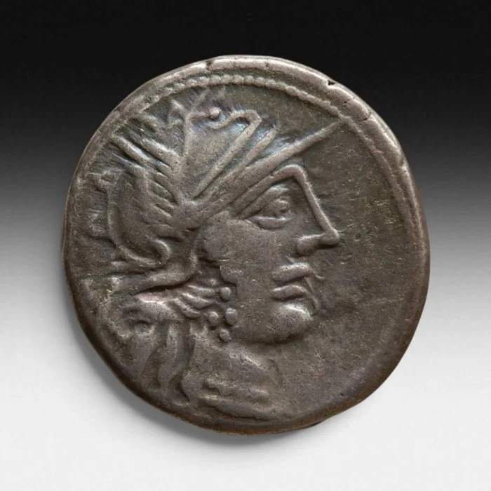 Roman Republic. C. Porcius Cato, 123 BC. Denarius ()
