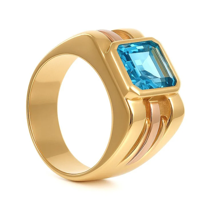Ring - 18 kt. White gold, Yellow gold - 3.35ct. tw. Topaz