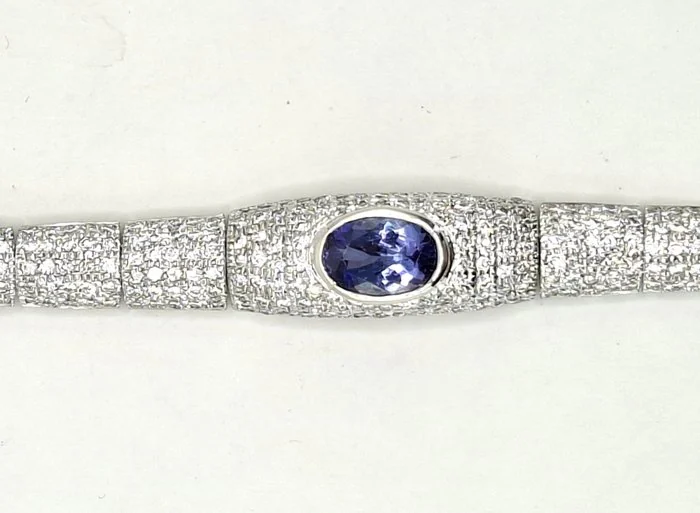 Bracelet - 18 kt. White gold - 7.94ct. tw. Tanzanite - Diamond