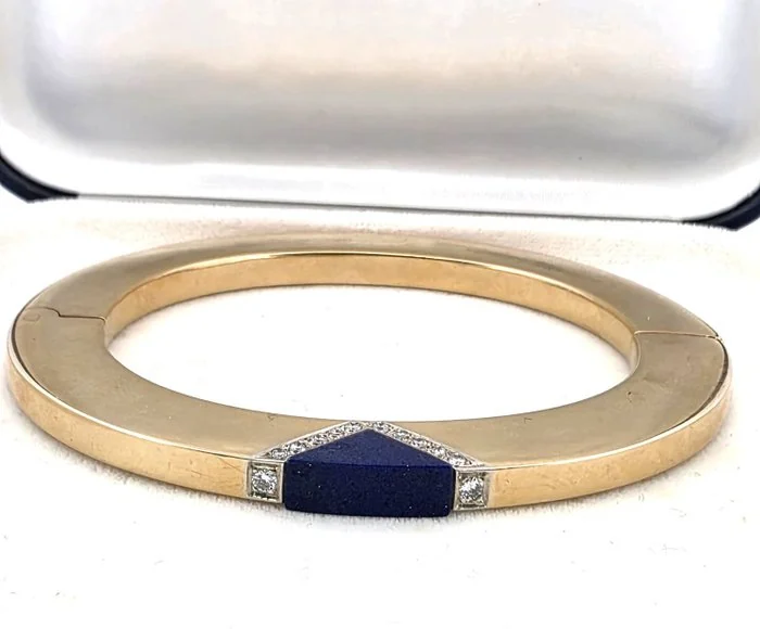Bracelet - 18 kt. Yellow gold Lapis lazuli - Diamond