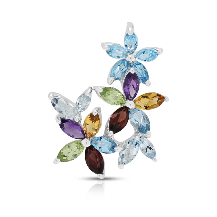 Pendant - 18 kt. White gold - 0.95ct. tw. Topaz - Amethyst