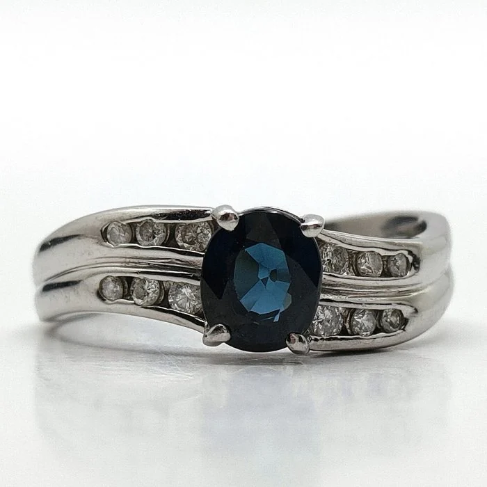 Ring Platinum Sapphire - Diamond