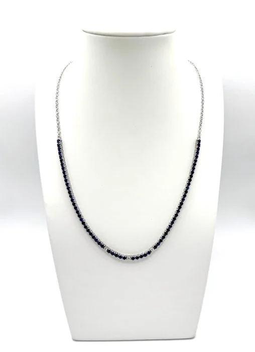 Collar necklace - 18 kt. White gold - 5.30ct. tw. Sapphire - Diamond