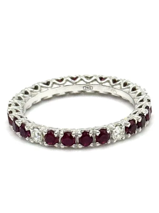 Eternity ring - 18 kt. White gold - 2.20ct. tw. Ruby - Diamond