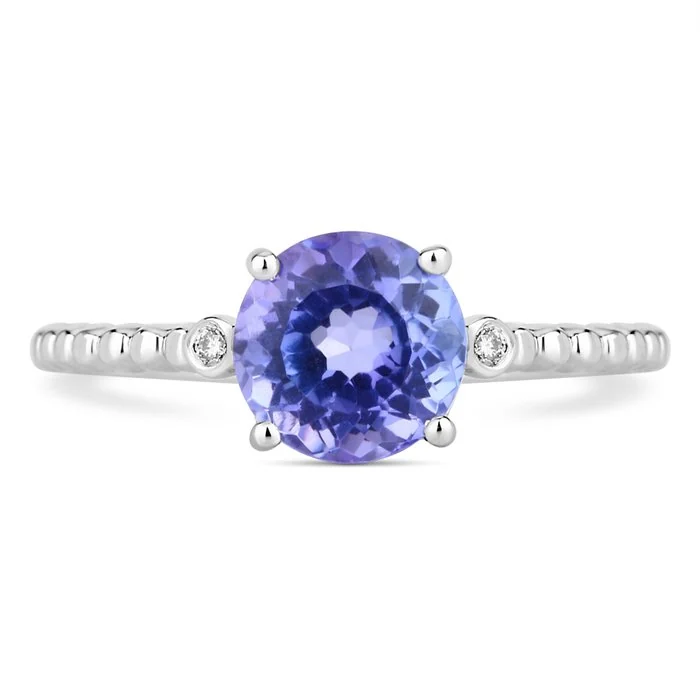 Ring - 14 kt. White gold - 1.51ct. tw. Tanzanite - Diamond - Certified Gold Jewelry