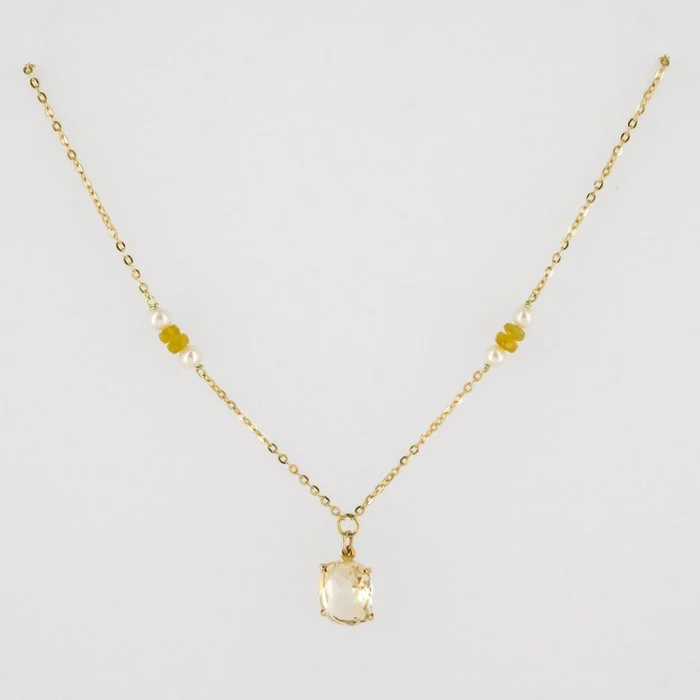 Pendant - 18 kt. Yellow gold Quartz - Pearl