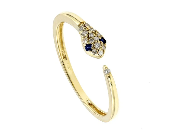 Ring - 14 kt. Yellow gold - 0.11ct. tw. Sapphire - Diamond