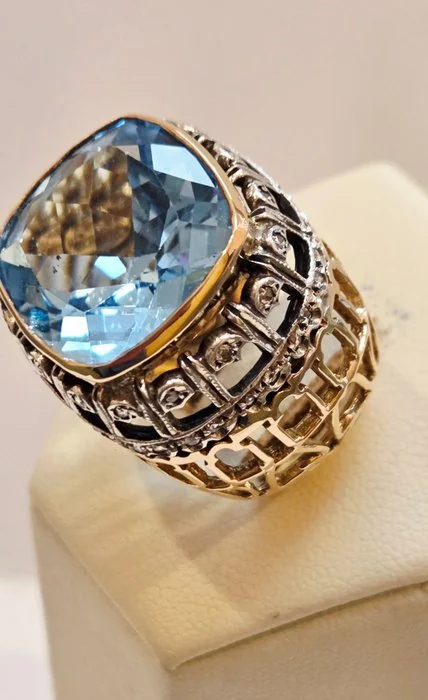 Ring - 14 kt. Yellow gold, White gold - Italy Like New