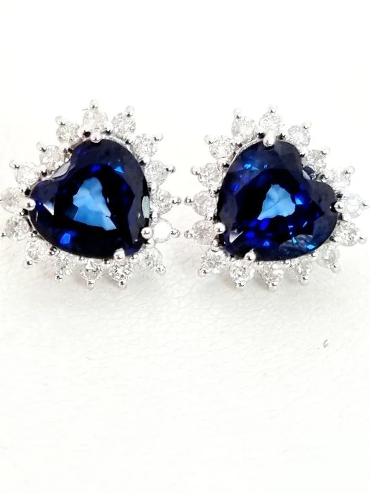 Earrings - 18 kt. White gold Sapphire - Diamond