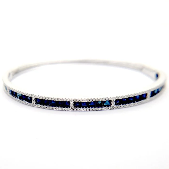 Bangle - 14 kt. White gold - 4.16ct. tw. Sapphire - Diamond