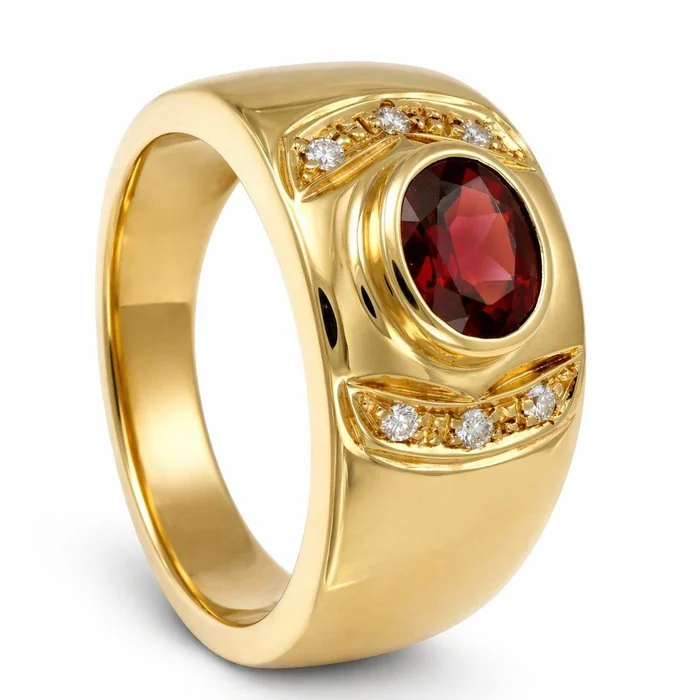 Ring - 18 kt. Yellow gold - 1.48ct. tw. Ruby - Diamond - Made in Italy - Handmade