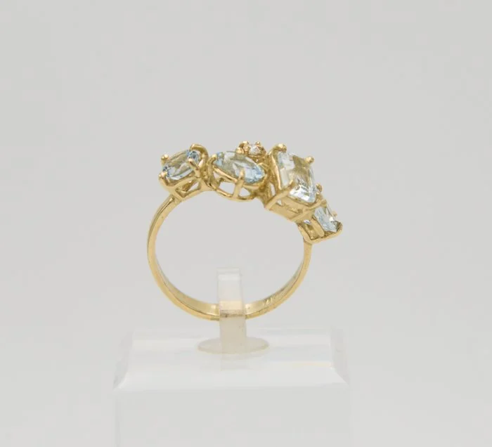 Ring - 14 kt. Yellow gold Aquamarine - Diamond