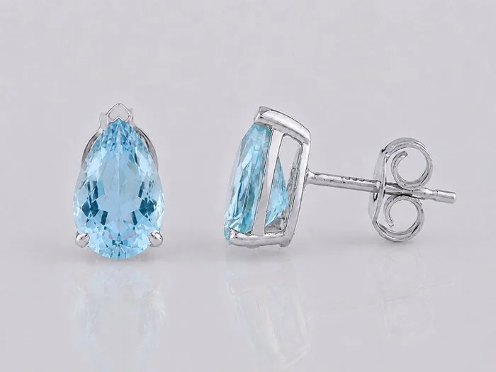 Earrings - 14 kt. White gold - 2.97ct. tw. Topaz