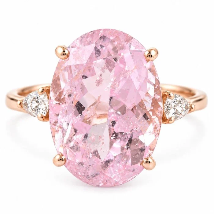 Ring - 14 kt. Rose gold - 10.43ct. tw. Morganite - Diamond