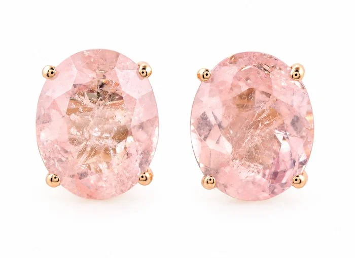 Earrings - 14 kt. Rose gold - 8.00ct. tw. Morganite