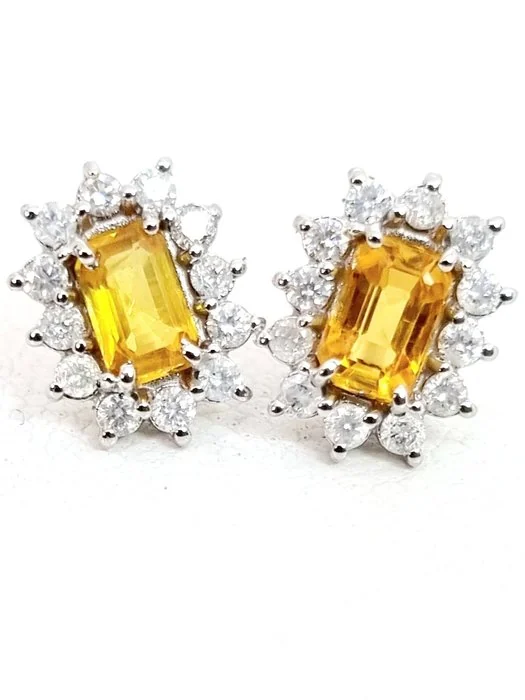 Earrings - 18 kt. White gold Sapphire - Diamond