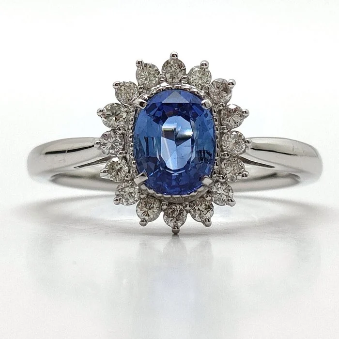 Ring Platinum Sapphire - Diamond