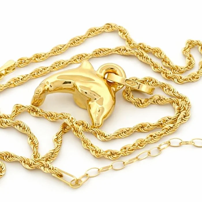 Necklace - 18 kt. Yellow gold - Dolphin