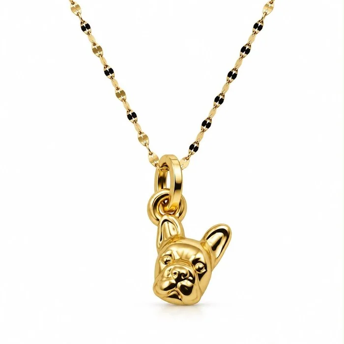 Necklace with pendant - 18 kt. Yellow gold - French Bulldog