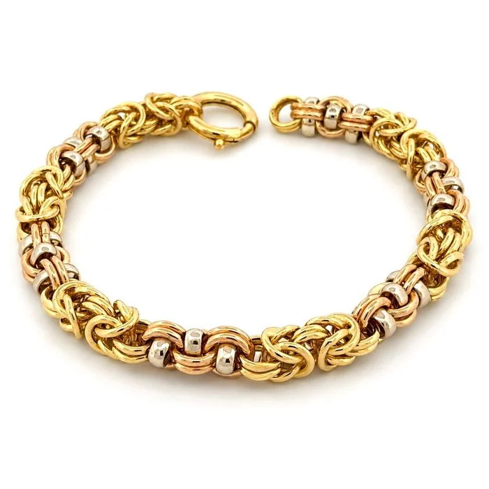 Bracelet - 18 kt. Yellow gold, White gold, Rose gold - Byzantine