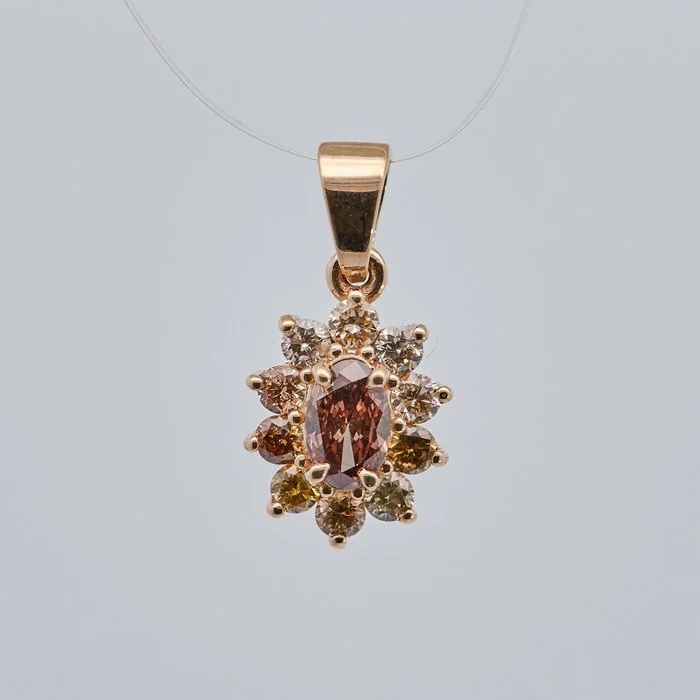 Pendant - 14 kt. Yellow gold - 0.34ct. tw. Diamond (Natural coloured)