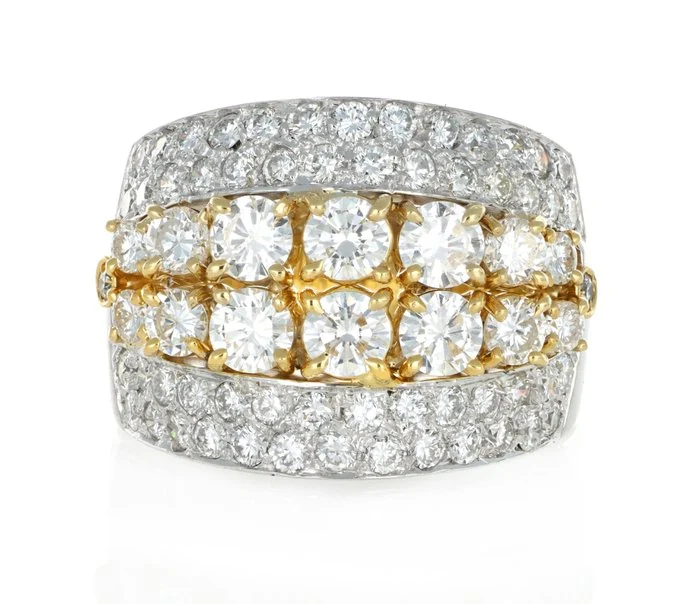 Ring - 18 kt. Yellow gold, White gold - 3.50ct. tw. Diamond (Natural)