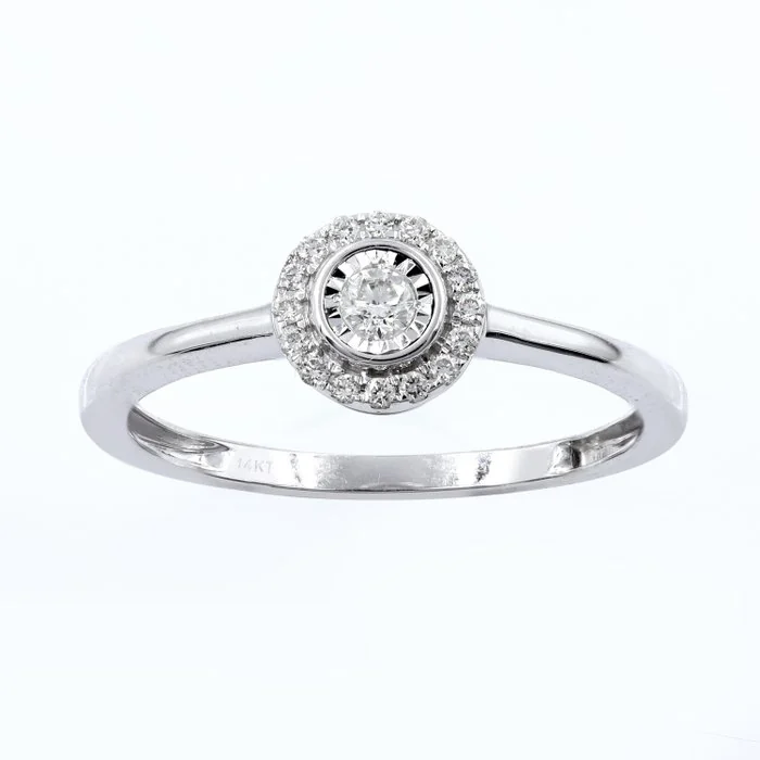Ring - 14 kt. White gold - 0.11ct. tw. Diamond (Natural)