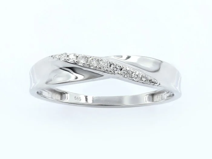 Ring - 14 kt. White gold - 0.08ct. tw. Diamond (Natural)