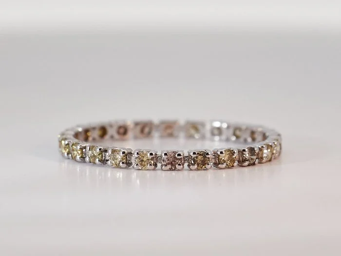 Ring - 14 kt. White gold - 0.48ct. tw. Diamond (Natural coloured)