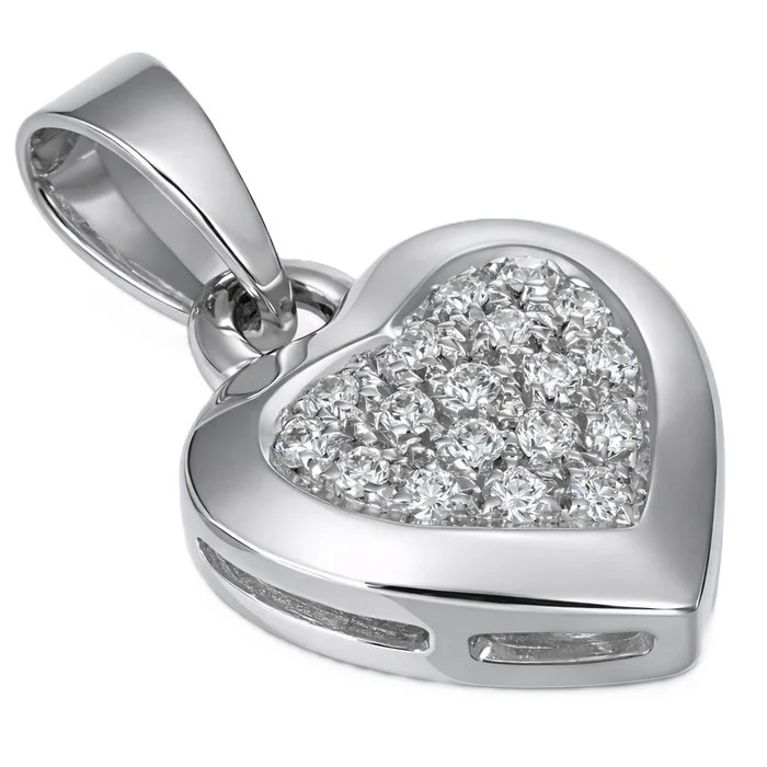 Pendant - 18 kt. White gold - 0.18ct. tw. Diamond (Natural) - Made in Italy - Handmade