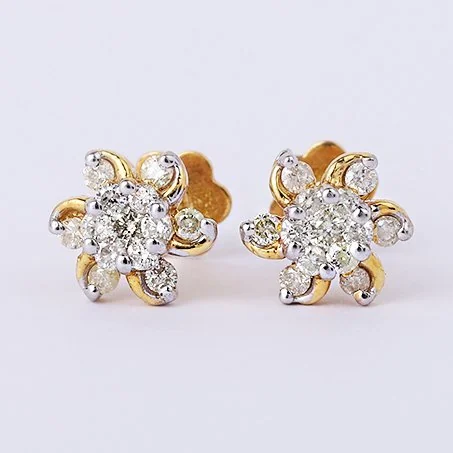 Stud earrings - 14 kt. Yellow gold - 0.32ct. tw. Diamond (Natural) - Gold Diamond Earrings