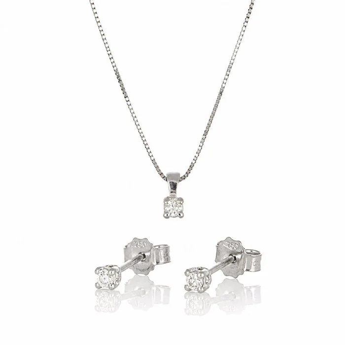Necklace with pendant - 18 kt. White gold Diamond (Natural) - Diamond
