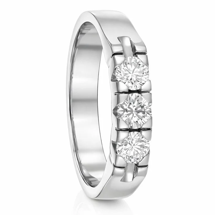 Ring - 18 kt. White gold - 0.45ct. tw. Diamond (Natural) - Made in Italy - Handmade