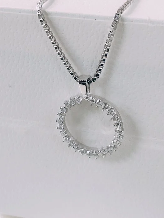 Necklace with pendant - 14 kt. Platinum, White gold - 0.09ct. tw. Diamond (Natural) - Diamond