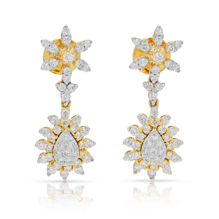 Earrings - 18 kt. Yellow gold, White gold - 1.00ct. tw. Diamond (Natural)
