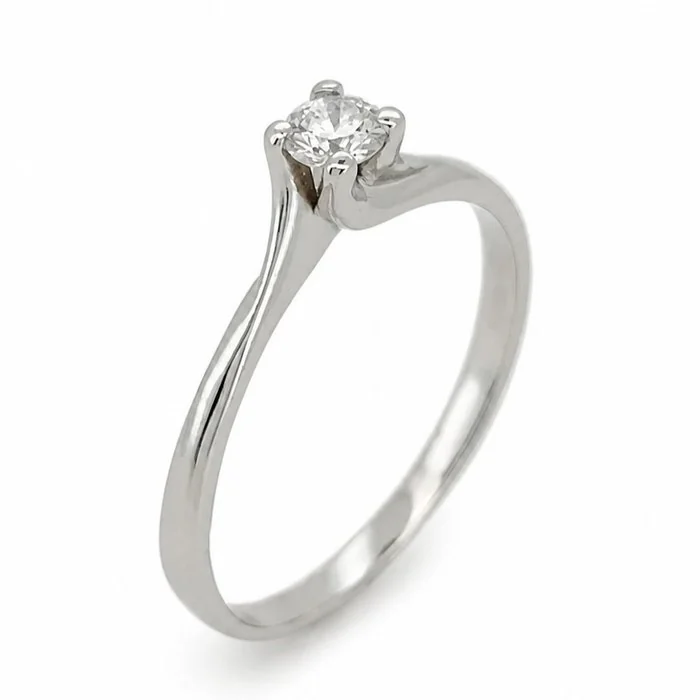 Ring - 18 kt. White gold - 0.15ct. tw. Diamond (Natural) - Made in Italy - Handmade