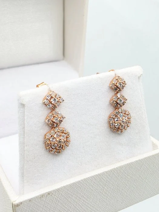 Earrings - 14 kt. Rose gold - 0.50ct. tw. Diamond (Natural)