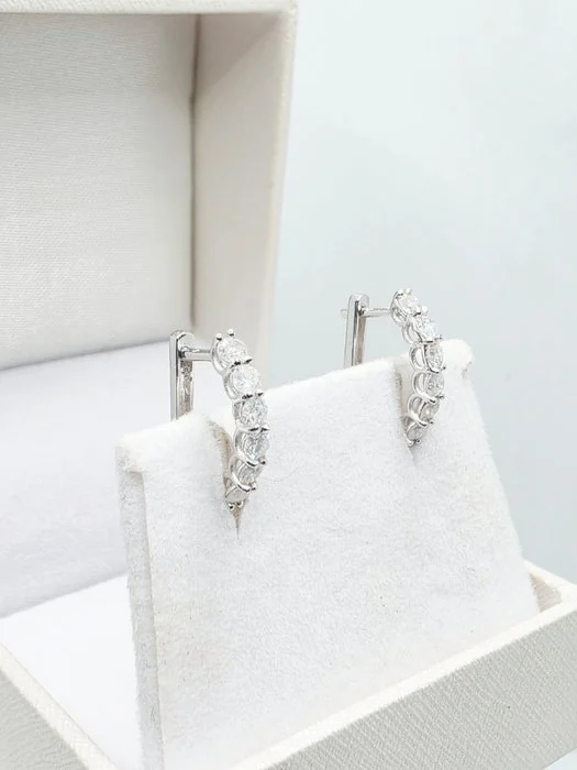 Earrings - 14 kt. White gold - 0.47ct. tw. Diamond (Natural)