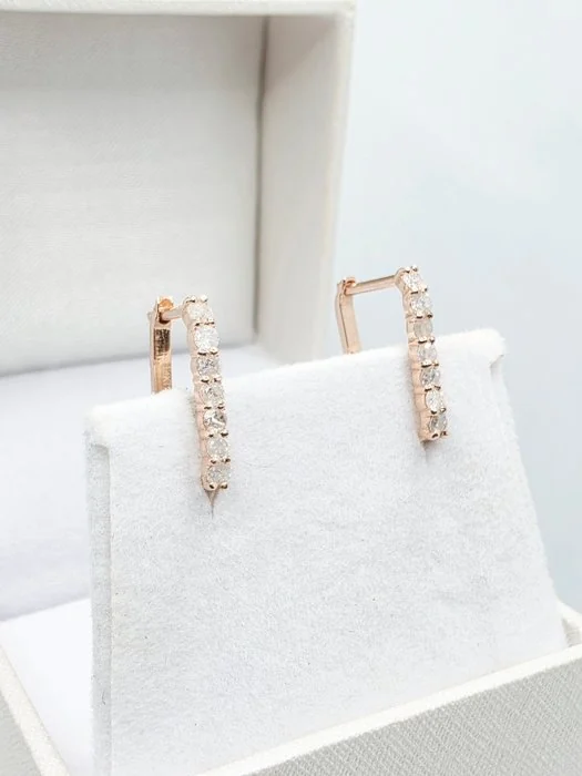 Earrings - 14 kt. Rose gold - 0.18ct. tw. Diamond (Natural)