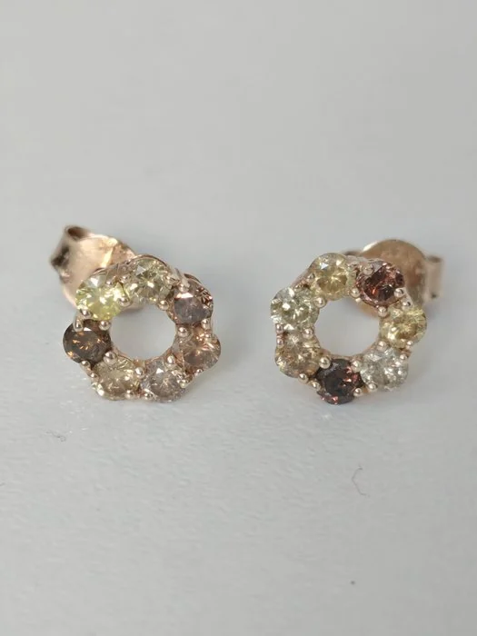 Fără preț de rezervă - Earrings - 14 kt. Yellow gold Diamond (Natural coloured)